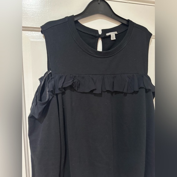 Halogen black ruffle cold shoulder sweatshirt top blouse sweater - Picture 5 of 11